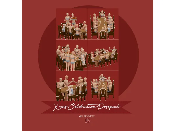 Mix Xmas Celebration Posepack - The Sims 4 Custom Content