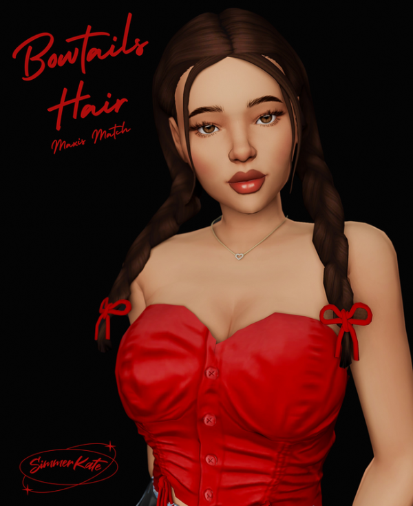 Maxis Match Bowtails Hair by simmerkatex - The Sims 4 Custom Content