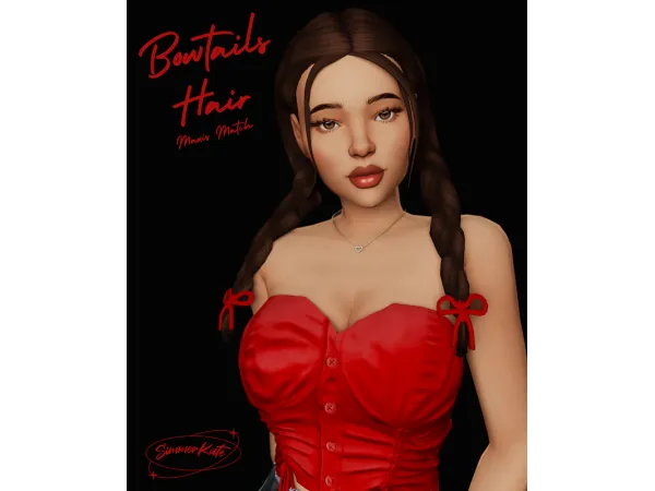 Maxis Match Bowtails Hair - The Sims 4 Custom Content