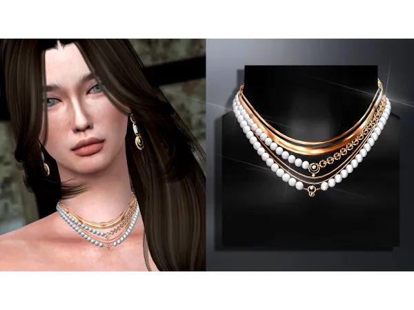 Alpha SET OF 6 NECKLACES IN ONE ANA NC301 V2 by Mydarling20 - The Sims 4 Custom Content