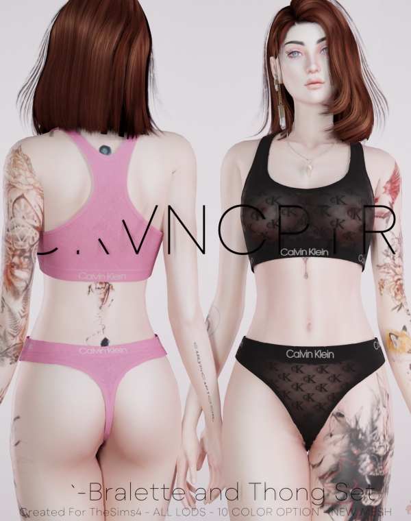 Alpha Bralette and Thong Set by carvin_captoor - The Sims 4 Custom Content
