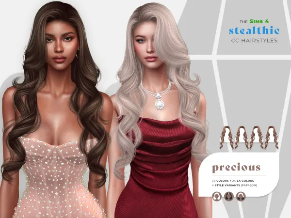 Alpha Stealthic Precious Hair - The Sims 4 Custom Content