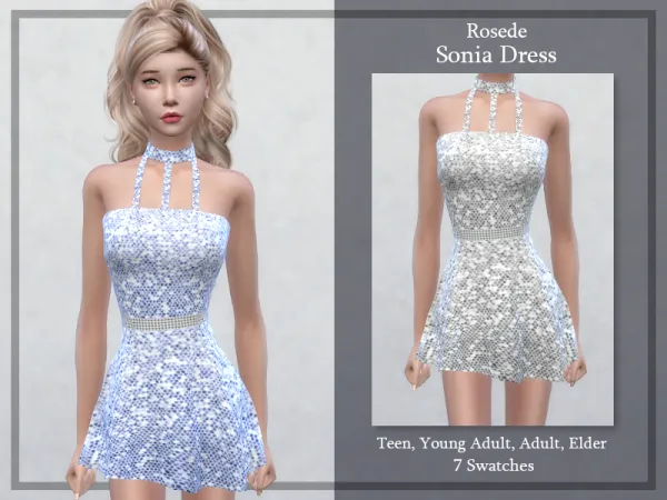 Maxis Match Sonia Dress by _Rosede_ - The Sims 4 Custom Content