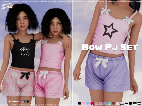 Mix Bow PJs Set Child by Lynxsimzfamily - The Sims 4 Custom Content