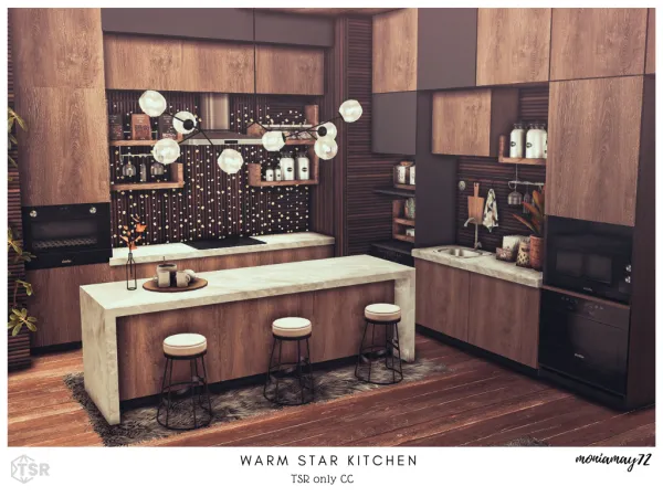 Alpha Warm Star Kitchen - The Sims 4 Custom Content