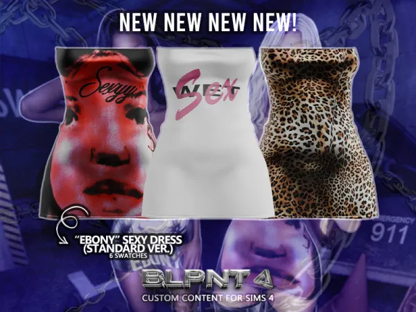 Alpha BLUPRNT EBONY Sexy Dress Standard Version - The Sims 4 Custom Content