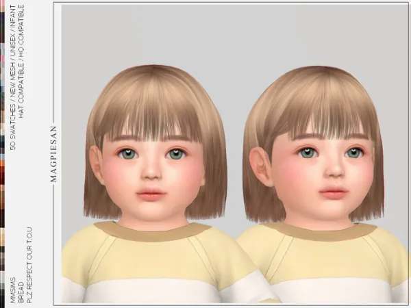 Alpha Bread Hair for Infant by magpiesan - The Sims 4 custom content