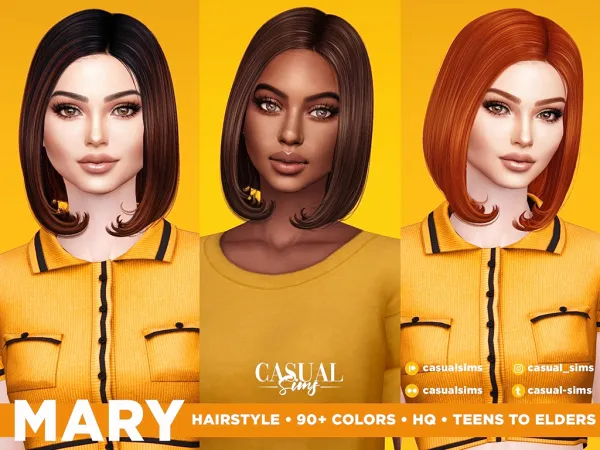 Alpha Mary Hairstyle No Fringebangs Version - The Sims 4 Custom Content