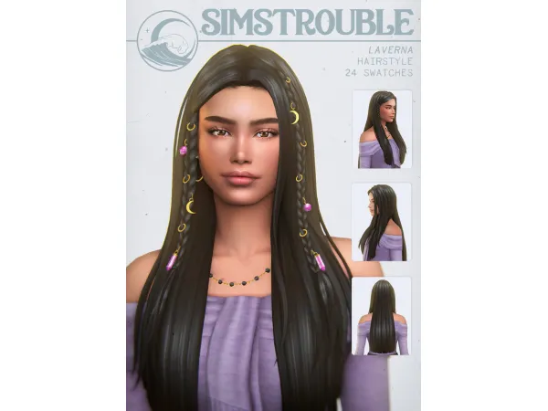 Maxis Match Laverna Hairstyle (4 Versions) by simstrouble - The Sims 4 Custom Content