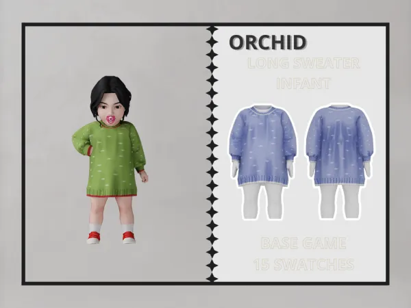Alpha Orchid Long Sweater Infant - The Sims 4 Custom Content