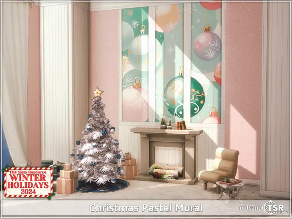 Mix Christmas Pastel Mural by nolcanol - The Sims 4 Custom Content