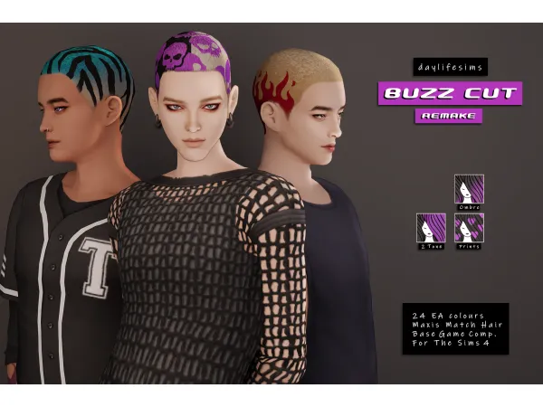 Maxis Match BUZZCUT Remake - The Sims 4 Custom Content