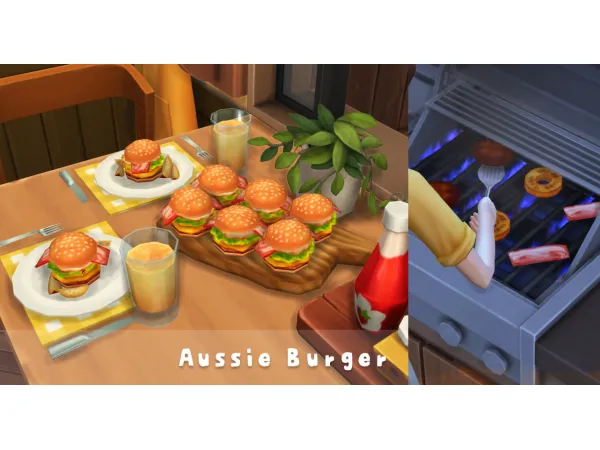 Maxis Match November 2024 Recipe_Kangaroo Steak And Aussie Burger by oni28 - The Sims 4 Custom Content