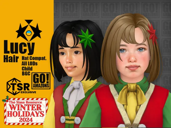 Maxis Match Lucy Hair (Winter Holidays 2024) by GoAmazons - The Sims 4 Custom Content