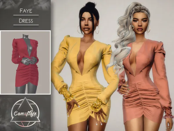 Mix Camuflaje Faye (Dress) by Camuflaje - The Sims 4 Custom Content