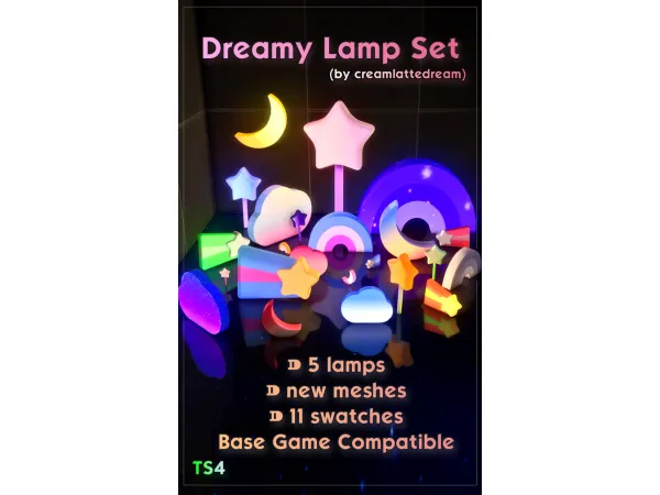 Maxis Match Dreamy Lamp Set by creamlattedream - The Sims 4 Custom Content
