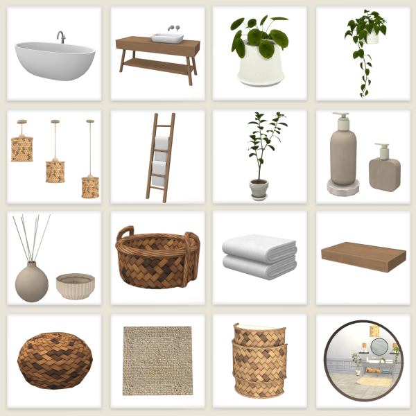Maxis Match Boho Bathroom by comiko - The Sims 4 Custom Content
