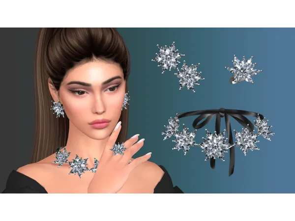 Alpha WINTER FLOWER JEWELRY SET by NataliS - The Sims 4 Custom Content