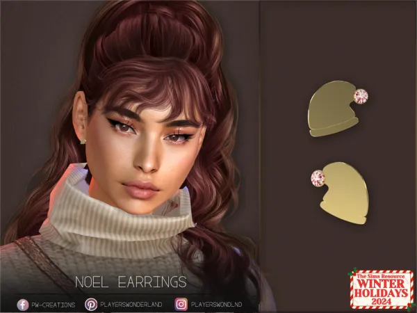 Alpha Noel Earrings by PlayersWonderland - The Sims 4 Custom Content
