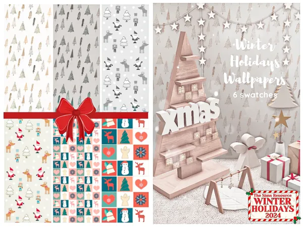 Alpha Winter Holidays Wallpapers - The Sims 4 Custom Content