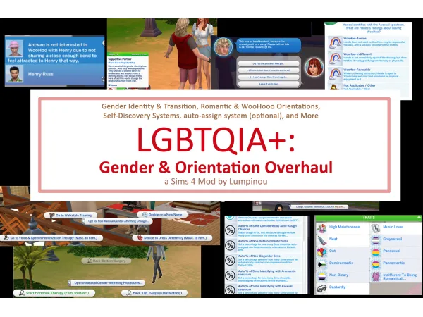 Mix LGBTQIA Gender Orientation Overhaul by Lumpinou - The Sims 4 Custom Content