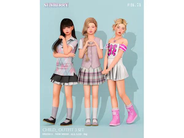 [Sunberry] Child Outfit 3 Set 2471 - The Sims 4 Custom Content