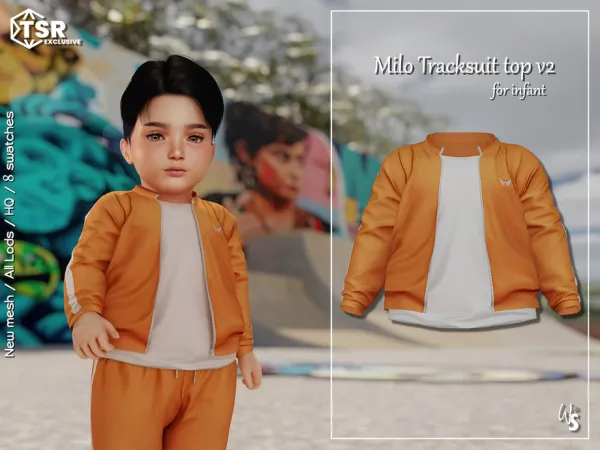 Mix Milo TrackSuit (top) V2 for infant by wisteriasims - The Sims 4 Custom Content