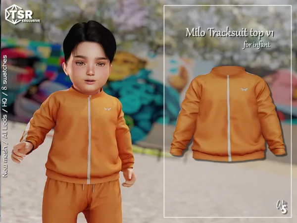 Mix Milo TrackSuit (top) V1 for infant by wisteriasims - The Sims 4 Custom Content
