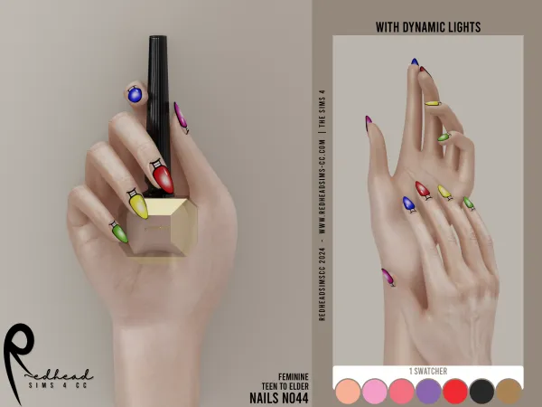 Alpha AF NAILS N044 by redheadsims - The Sims 4 Custom Content