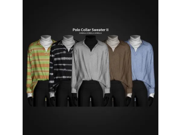 Alpha Polo Collar Sweater II by gorillax3 - The Sims 4 Custom Content