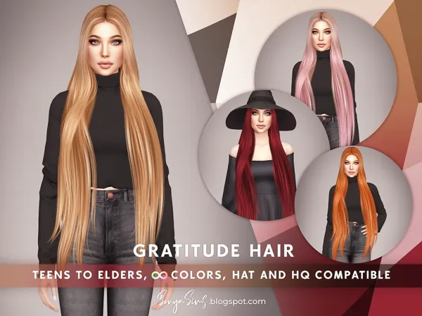 Alpha Gratitude Hair - The Sims 4 Custom Content