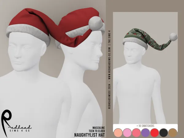 Alpha AM NAUGHTYLIST HAT by redheadsims - The Sims 4 custom content