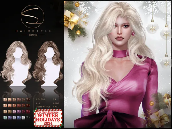 Alpha (WINTER) WAVY HAIRSTYLE 021024 Club by S - The Sims 4 Custom Content