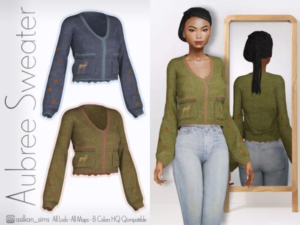 Alpha Aubree Sweater ACN 536 by Asilkan - The Sims 4 Custom Content