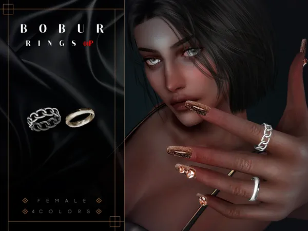 Mix Two finger rings by bobur - The Sims 4 Custom Content
