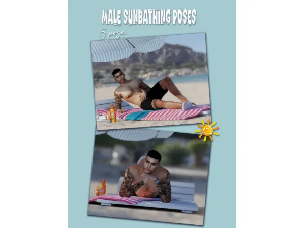 Mix MALE SUNBATHING POSES by veronasimmer - The Sims 4 Custom Content