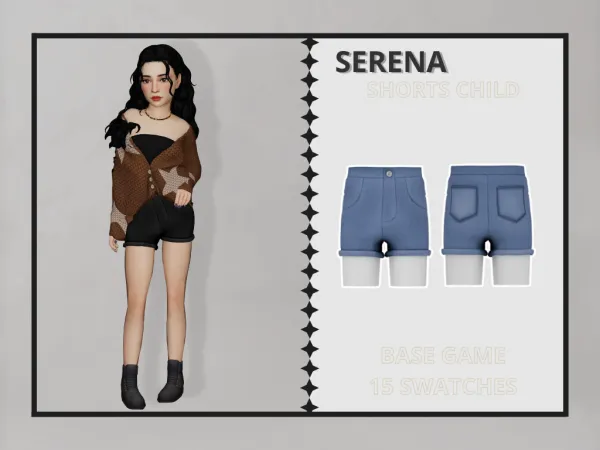 Alpha Serena Shorts Child - The Sims 4 Custom Content