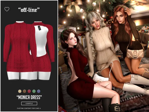 Alpha off line Monica dress (sample) - The Sims 4 Custom Content