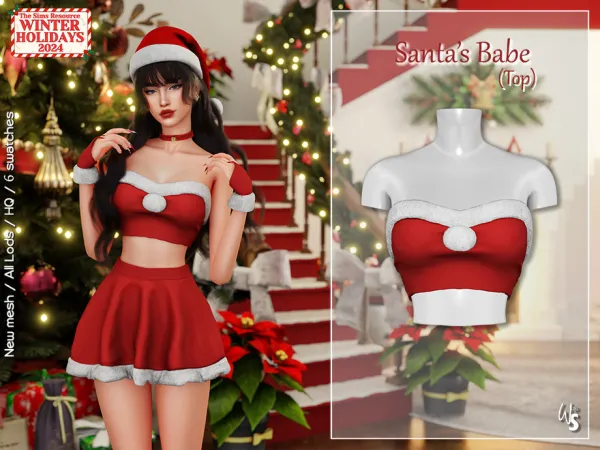 Mix Santa's Babe (Top) by WisteriaSims - The Sims 4 Custom Content