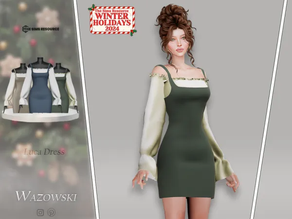 Maxis Match Luca Dress by _WAZOWSKI_ - The Sims 4 Custom Content