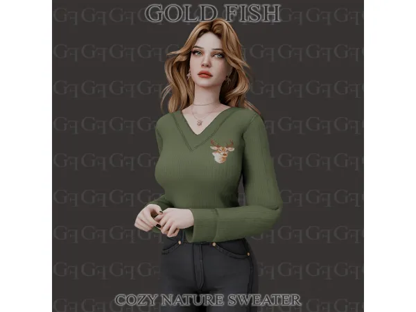 Alpha GoldFish Cozy Nature Sweater - The Sims 4 Custom Content