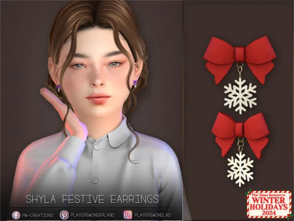 Alpha Shyla Festive Earrings Kids by PlayersWonderland - The Sims 4 Custom Content