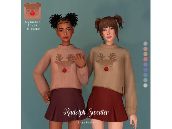 Maxis Match Rudolph Sweater by LiyahSim - The Sims 4 Custom Content