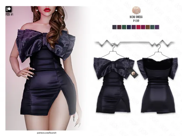 Alpha Bow Dress P159 by busra - The Sims 4 Custom Content