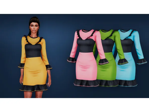 Mix BRIGHT DRESS WITH BLACK CORSET by MysteriousOo - The Sims 4 Custom Content