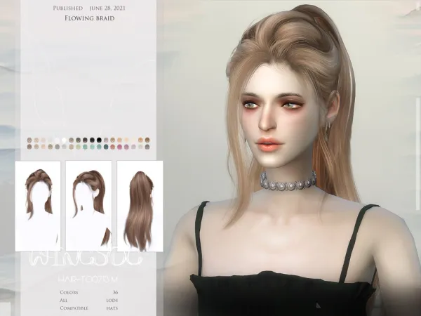 Alpha WINGS TO0713 Flowing braid - The Sims 4 Custom Content
