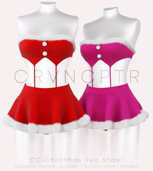 Alpha Christmas Red Shawl by carvin_captoor - The Sims 4 Custom Content