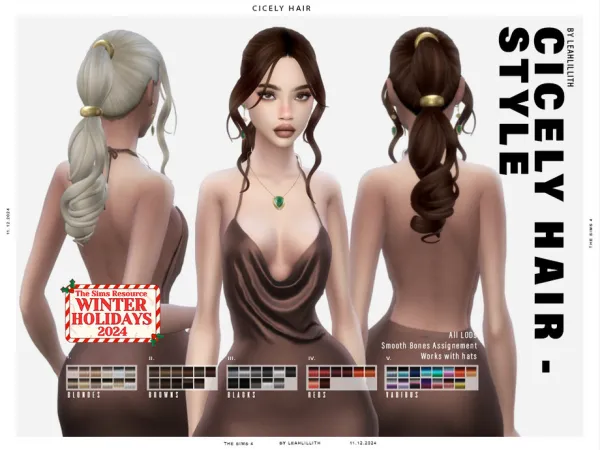 Maxis Match Winter Holidays Cicely Hairstyle by Leah_Lillith - The Sims 4 Custom Content