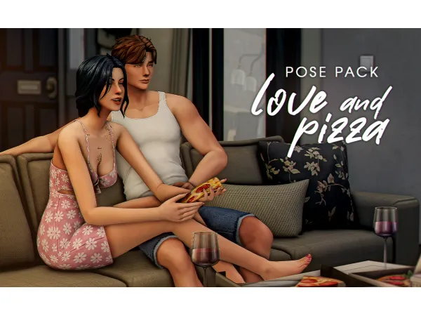 Mix [narni] Pose pack Love and pizza - The Sims 4 Custom Content