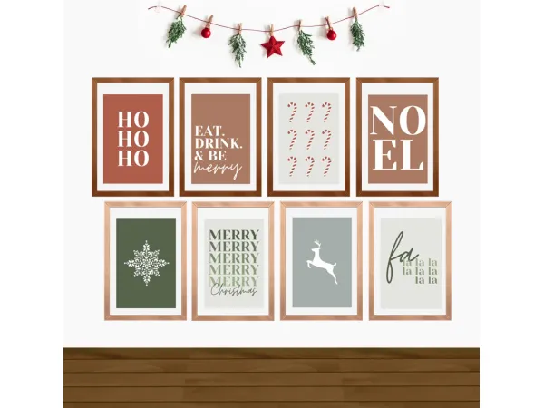 Maxis Match TKH Green and Brown Christmas Poster portatil by universo - The Sims 4 Custom Content